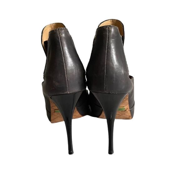 𝅺L.A.M.B by Gwen Stefani Leather Peep Toe High Heel Ankle Boots Grey 10 - Picture 9 of 11